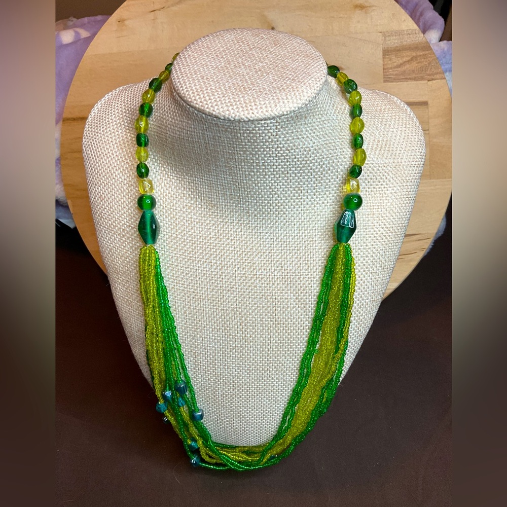 NWOT, Handmade in India Glass beaded Necklace, Adjustable